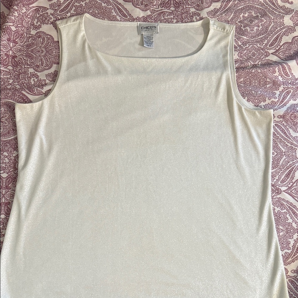 Chico's Shimmering Elegant White Tank Top